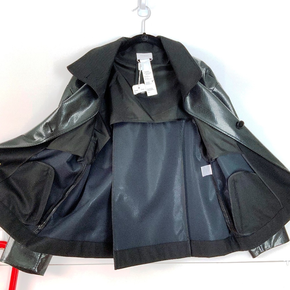 NWT Akris Punto Black Faux Snakeskin High Collar Jacket Sz 10 - Picture 6 of 16